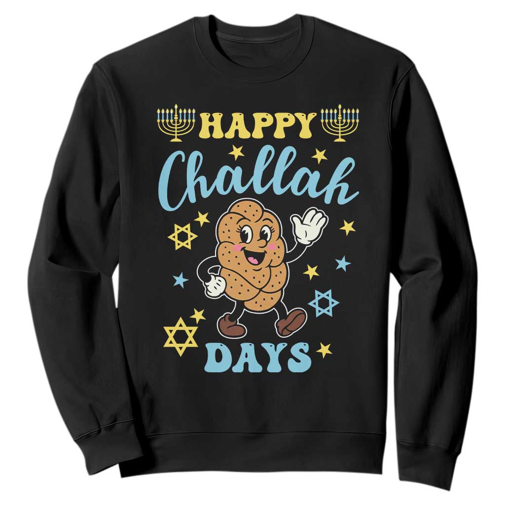 Funny Hanukkah Food Lover Gift Sweatshirt Happy Challah Days TS12 Black Print Your Wear