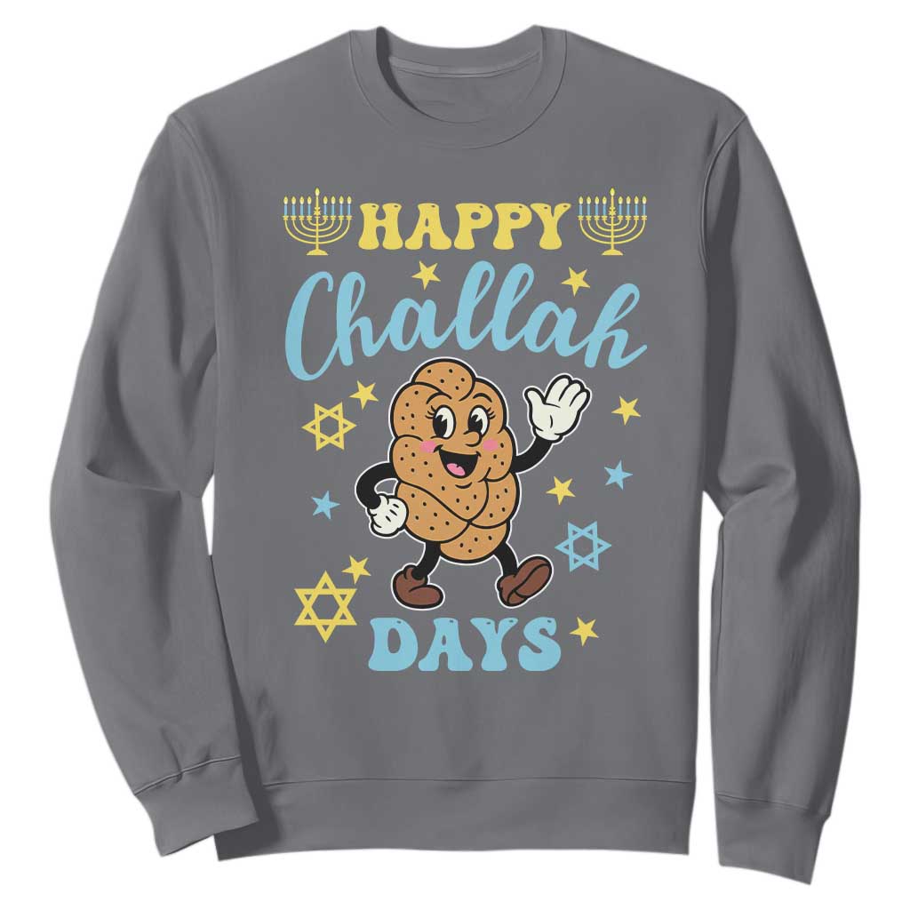 Funny Hanukkah Food Lover Gift Sweatshirt Happy Challah Days TS12 Charcoal Print Your Wear