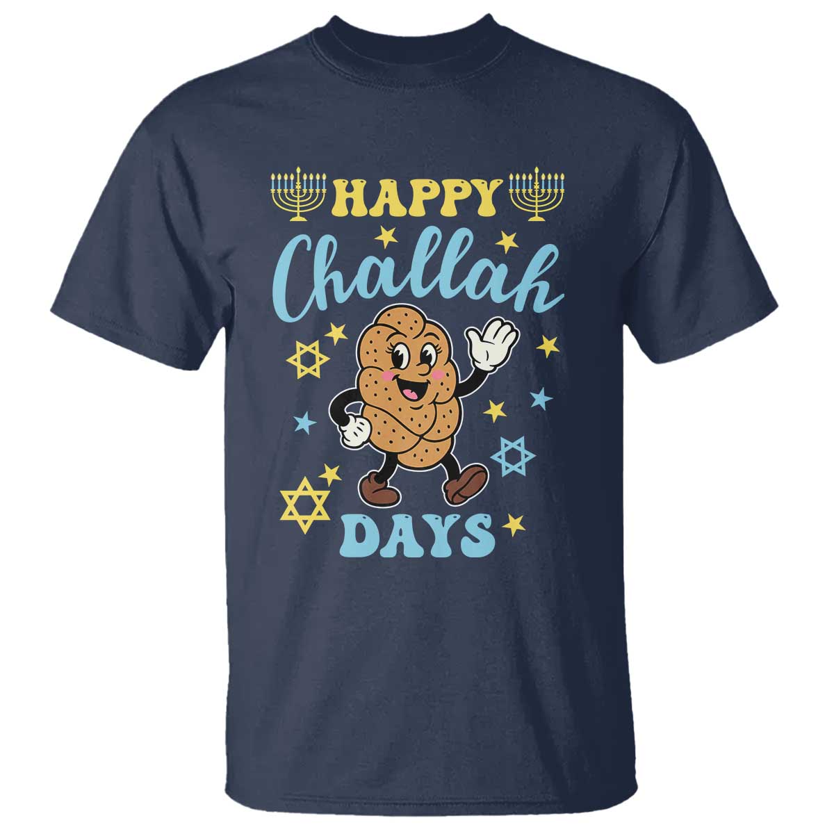 Funny Hanukkah Food Lover Gift T Shirt Happy Challah Days TS12 Navy Print Your Wear