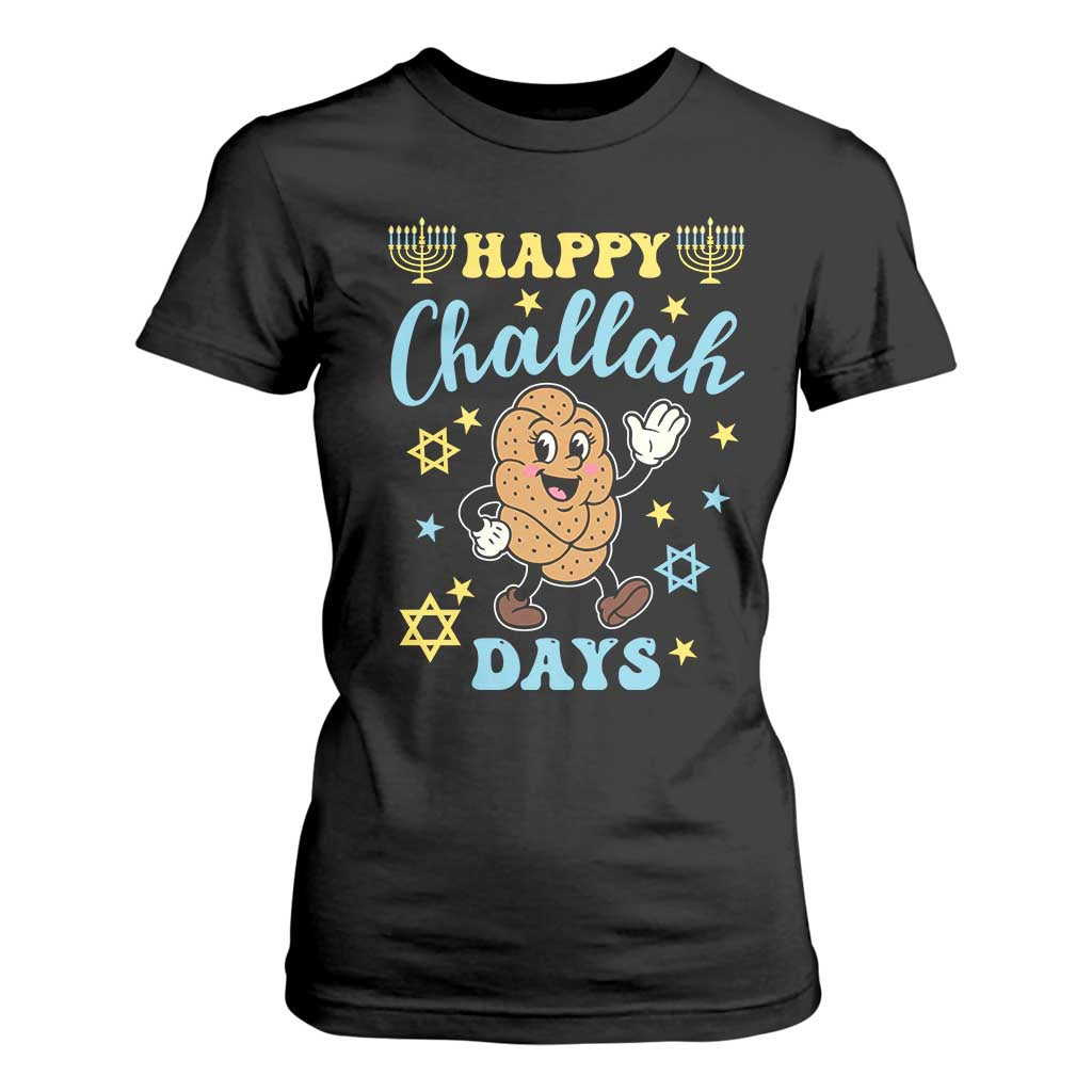 Funny Hanukkah Food Lover Gift T Shirt For Women Happy Challah Days TS12 Black Print Your Wear