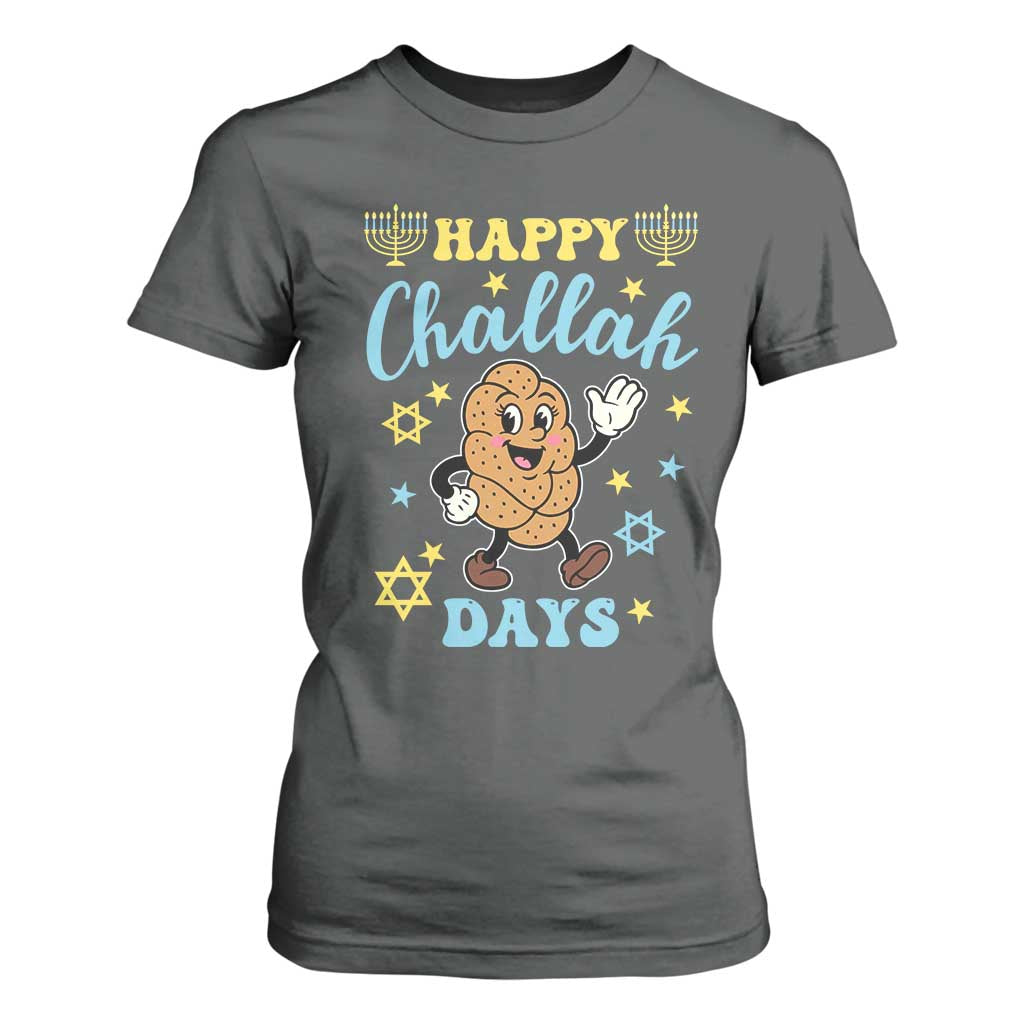 Funny Hanukkah Food Lover Gift T Shirt For Women Happy Challah Days TS12 Dark Heather Print Your Wear