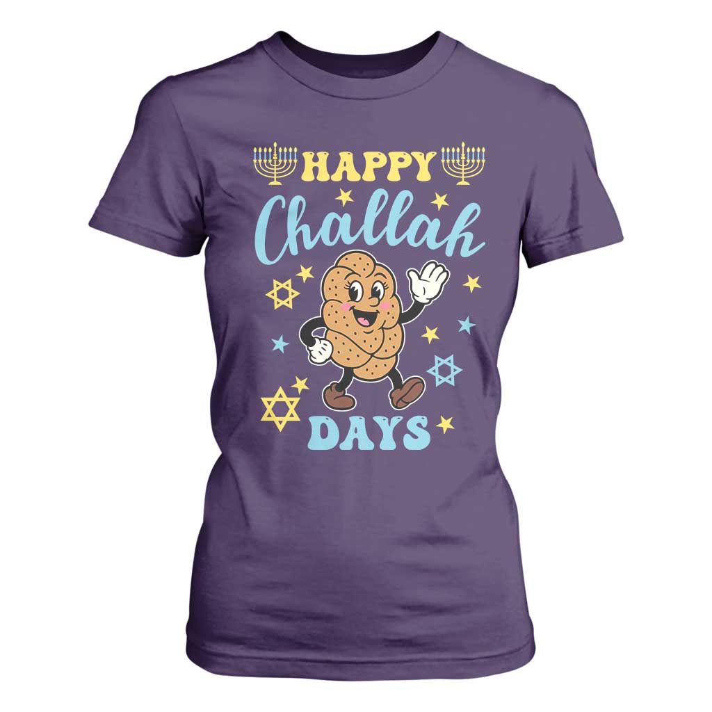 Funny Hanukkah Food Lover Gift T Shirt For Women Happy Challah Days TS12 Purple Print Your Wear