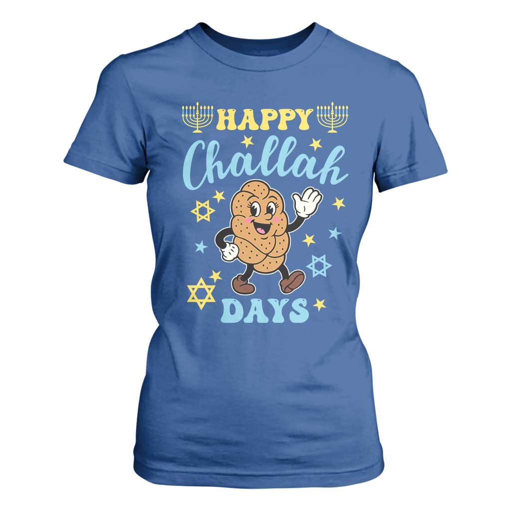 Funny Hanukkah Food Lover Gift T Shirt For Women Happy Challah Days TS12 Royal Blue Print Your Wear