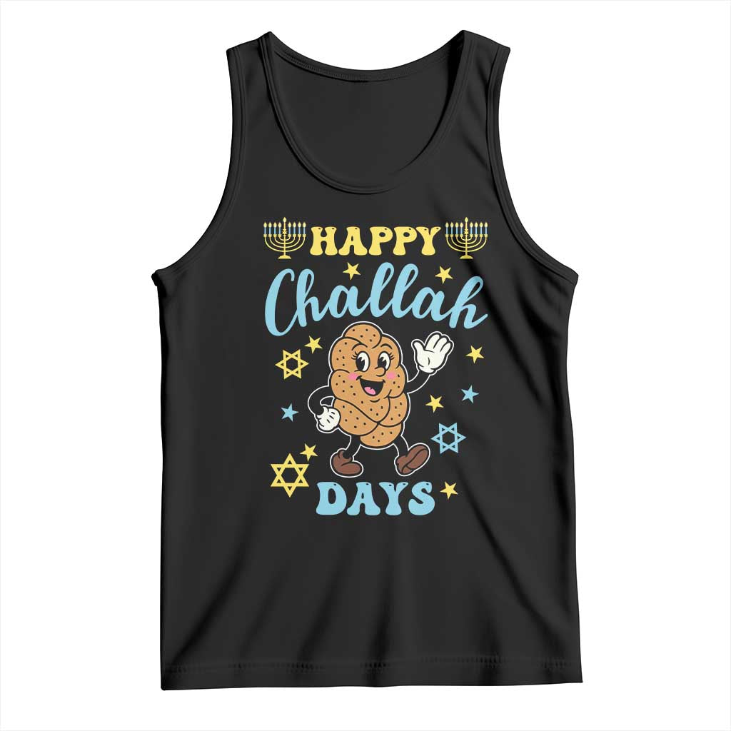 Funny Hanukkah Food Lover Gift Tank Top Happy Challah Days TS12 Black Print Your Wear