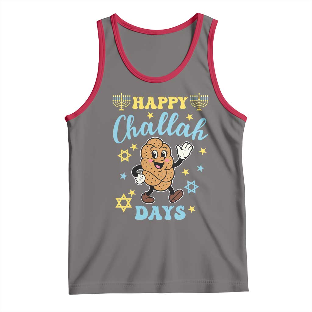 Funny Hanukkah Food Lover Gift Tank Top Happy Challah Days TS12 Deep Heather Red Print Your Wear