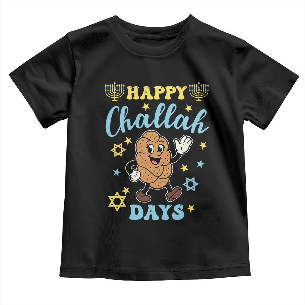 Funny Hanukkah Food Lover Gift Toddler T Shirt Happy Challah Days TS12 Black Print Your Wear