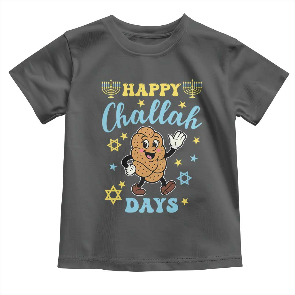 Funny Hanukkah Food Lover Gift Toddler T Shirt Happy Challah Days TS12 Dark Heather Print Your Wear