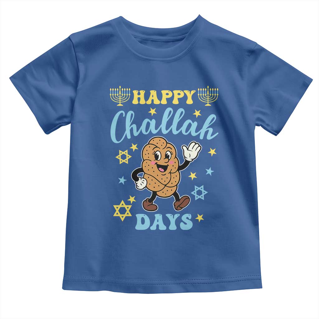 Funny Hanukkah Food Lover Gift Toddler T Shirt Happy Challah Days TS12 Royal Blue Print Your Wear