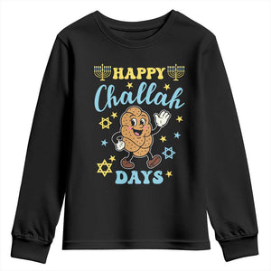 Funny Hanukkah Food Lover Gift Youth Sweatshirt Happy Challah Days TS12 Black Print Your Wear