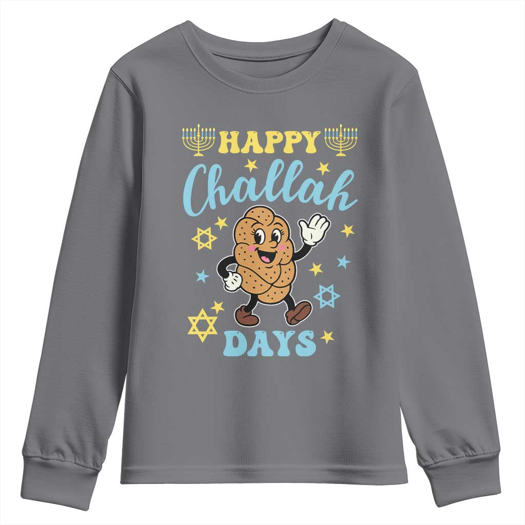 Funny Hanukkah Food Lover Gift Youth Sweatshirt Happy Challah Days TS12 Charcoal Print Your Wear