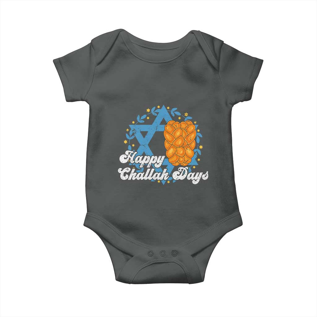 Hanukkah Challah Baby Onesie Happy Challah Days Star Of David Gift TS12 Dark Heather Print Your Wear
