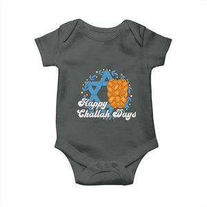 Hanukkah Challah Baby Onesie Happy Challah Days Star Of David Gift TS12 Dark Heather Print Your Wear
