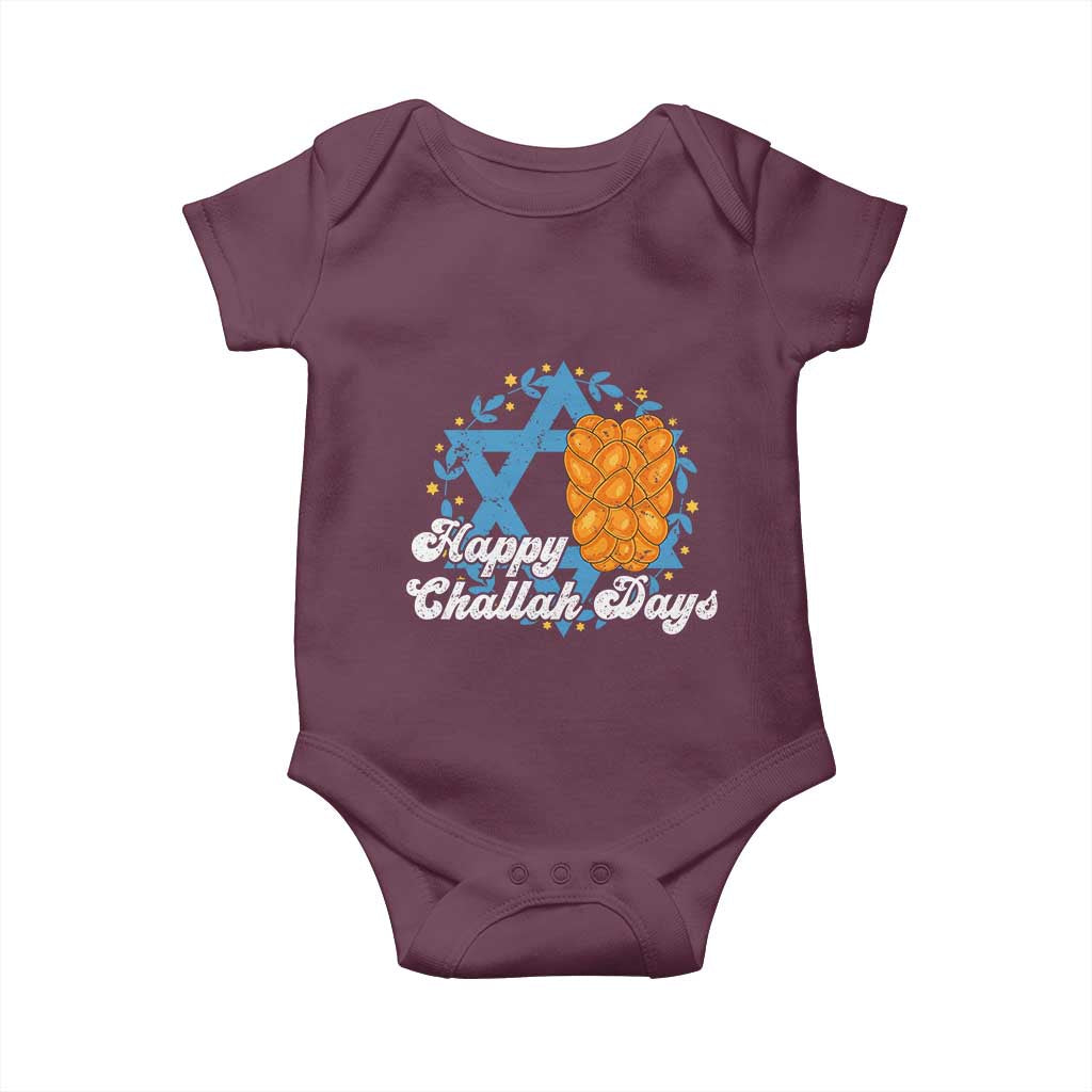 Hanukkah Challah Baby Onesie Happy Challah Days Star Of David Gift TS12 Maroon Print Your Wear