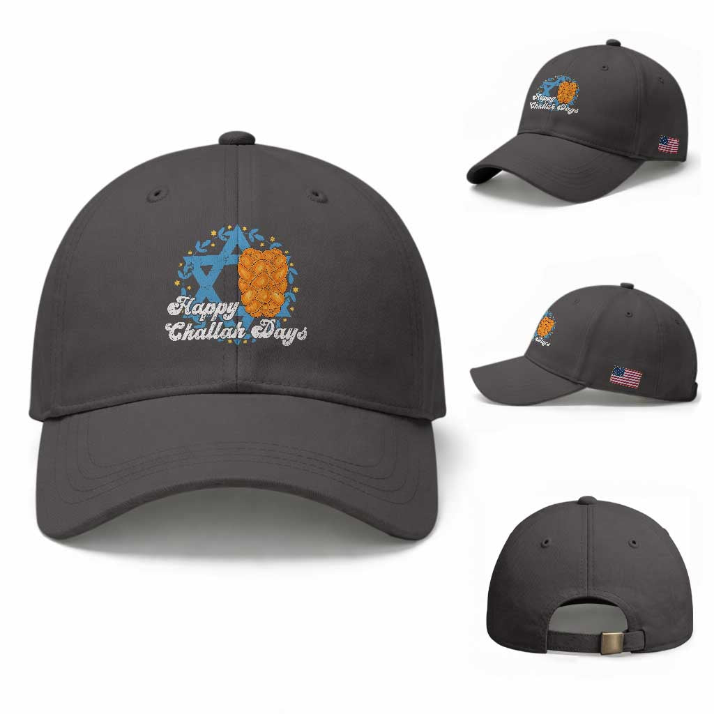 Hanukkah Challah Baseball Cap Happy Challah Days Star Of David Gift TS12 Baseball Cap Universal Fit Dark Gray Print Your Wear