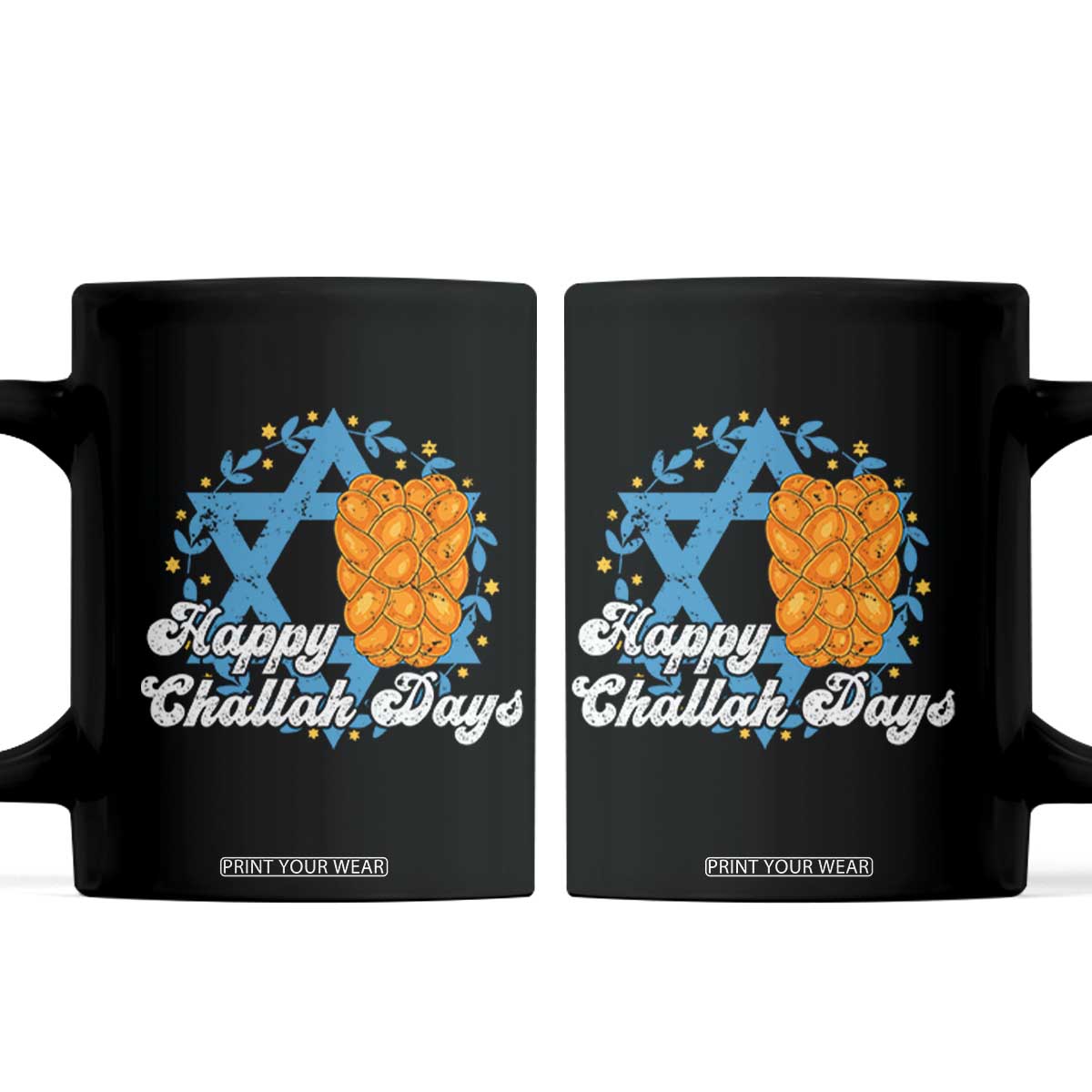 Hanukkah Challah Coffee Mug Happy Challah Days Star Of David Gift TS12 Black Print Your Wear