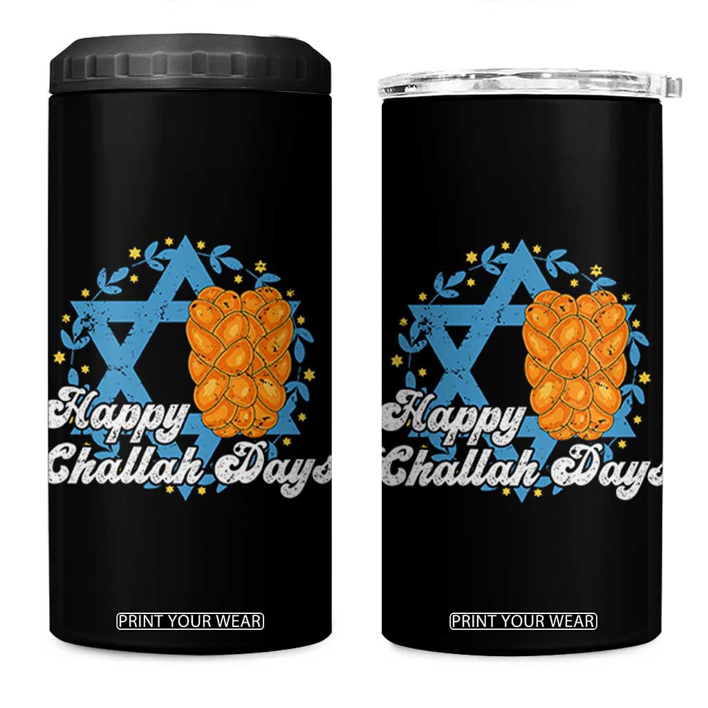 Hanukkah Challah 4 in 1 Can Cooler Tumbler Happy Challah Days Star Of David Gift TS12 One Size: 16 oz Black Print Your Wear
