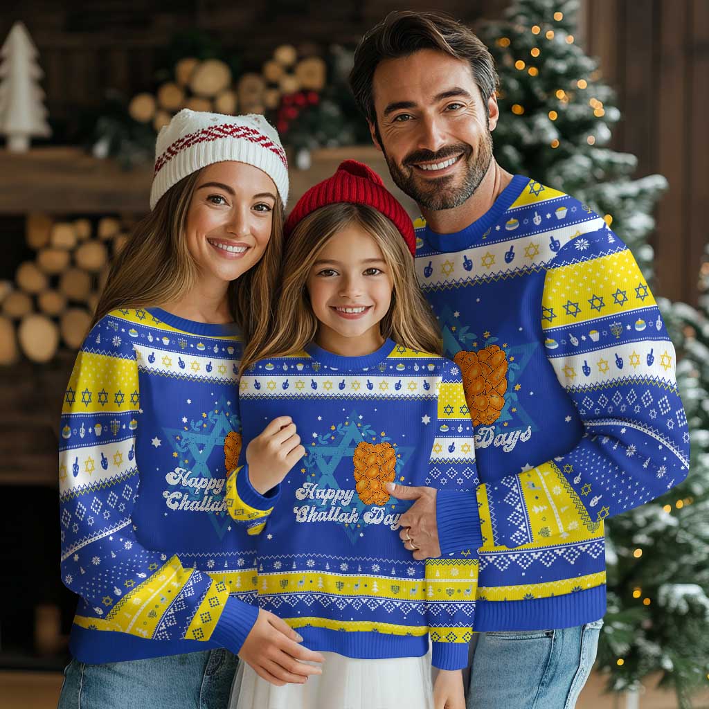Chanukkah Challah Hanukkah Ugly Sweater Happy Challah Days Star Of David Gift TS12 Royal Blue Gold Print Your Wear