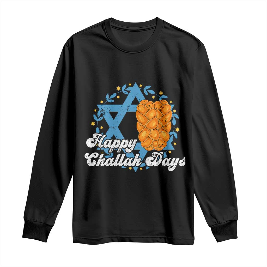 Hanukkah Challah Long Sleeve Shirt Happy Challah Days Star Of David Gift TS12 Black Print Your Wear