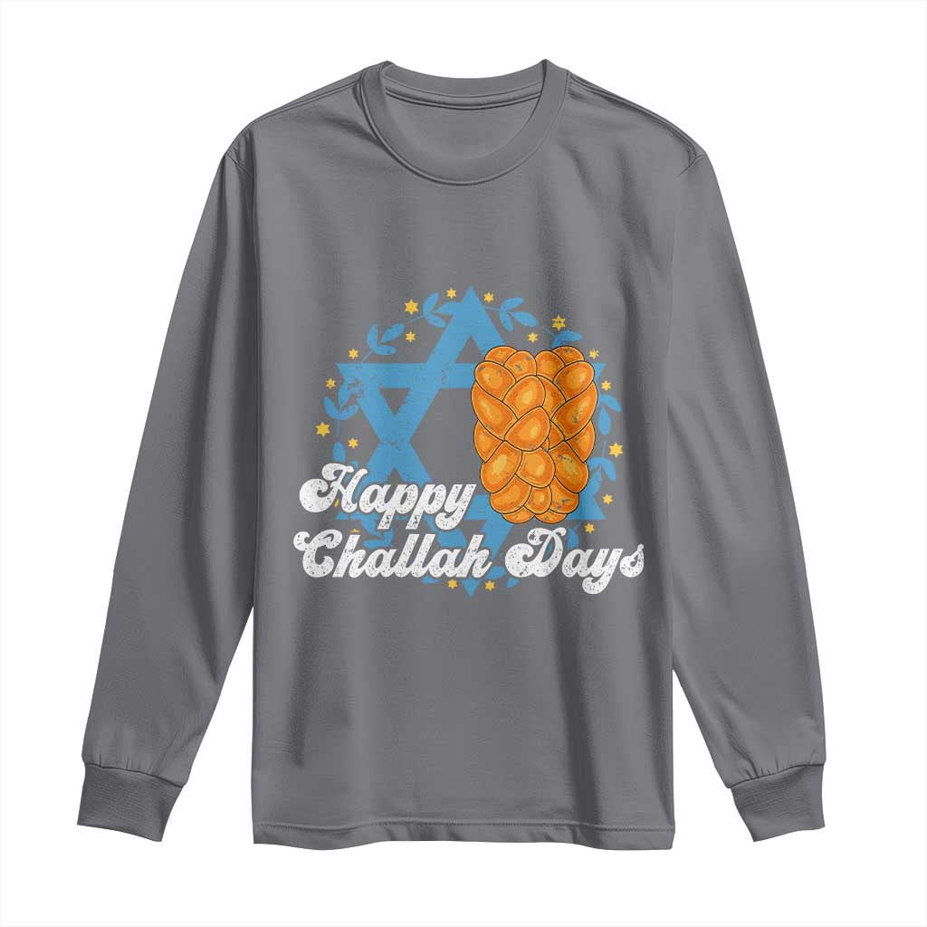 Hanukkah Challah Long Sleeve Shirt Happy Challah Days Star Of David Gift TS12 Charcoal Print Your Wear