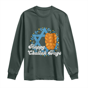 Hanukkah Challah Long Sleeve Shirt Happy Challah Days Star Of David Gift TS12 Dark Forest Green Print Your Wear