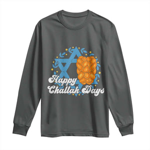 Hanukkah Challah Long Sleeve Shirt Happy Challah Days Star Of David Gift TS12 Dark Heather Print Your Wear