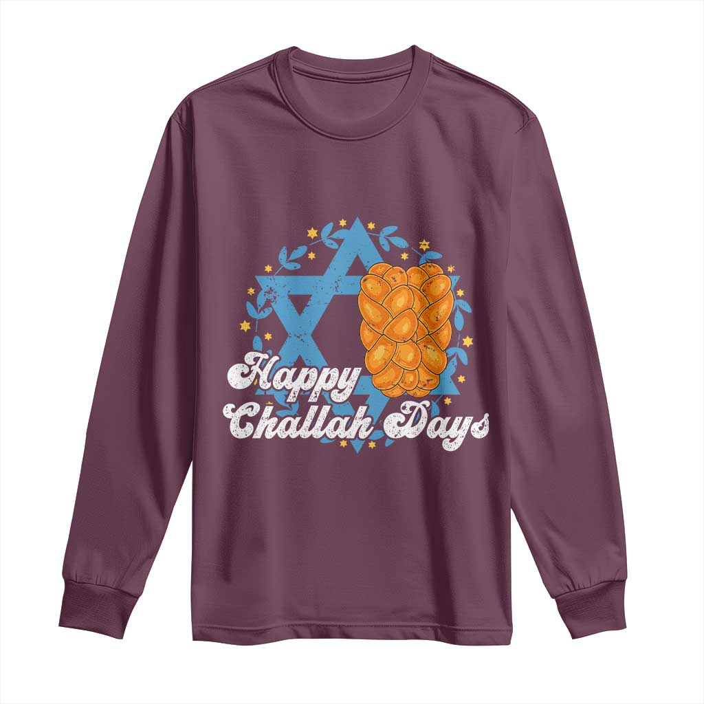 Hanukkah Challah Long Sleeve Shirt Happy Challah Days Star Of David Gift TS12 Maroon Print Your Wear