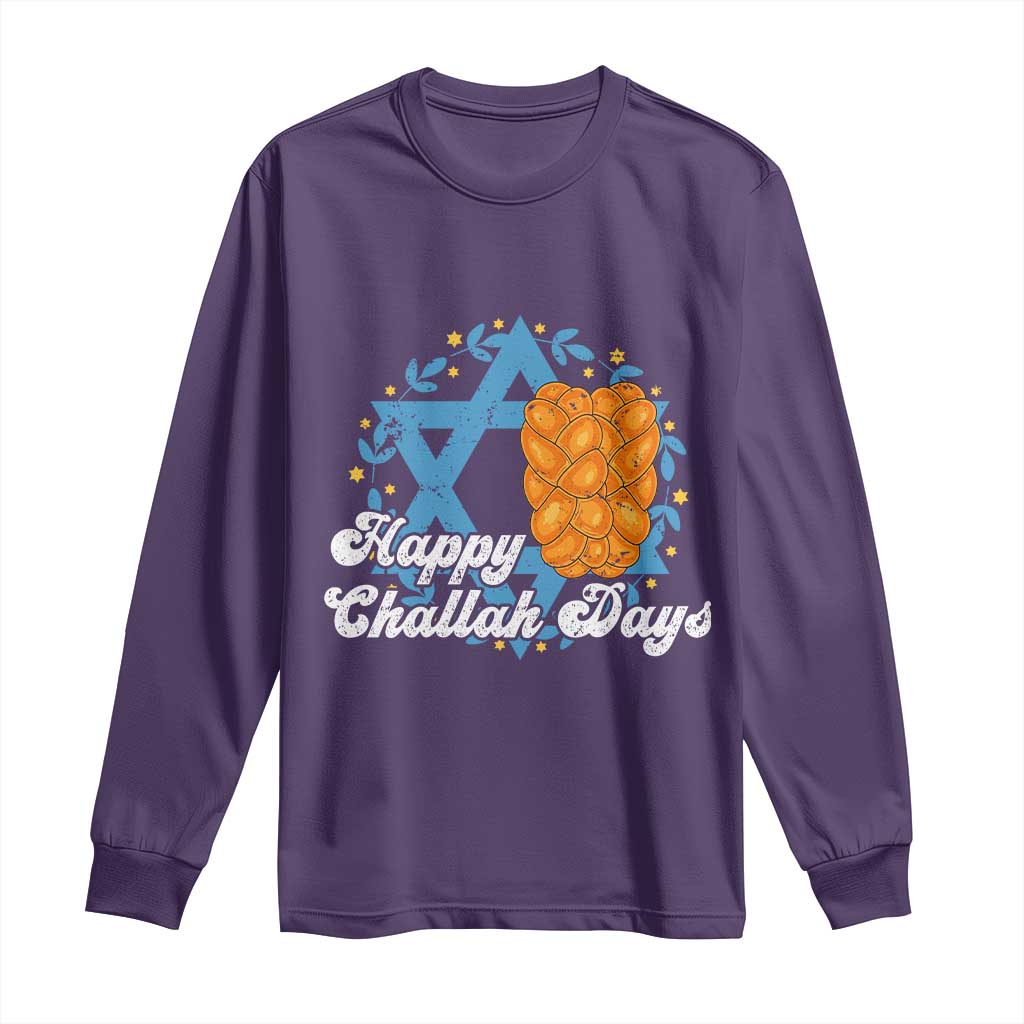 Hanukkah Challah Long Sleeve Shirt Happy Challah Days Star Of David Gift TS12 Purple Print Your Wear