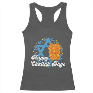Hanukkah Challah Racerback Tank Top Happy Challah Days Star Of David Gift TS12 Dark Heather Print Your Wear