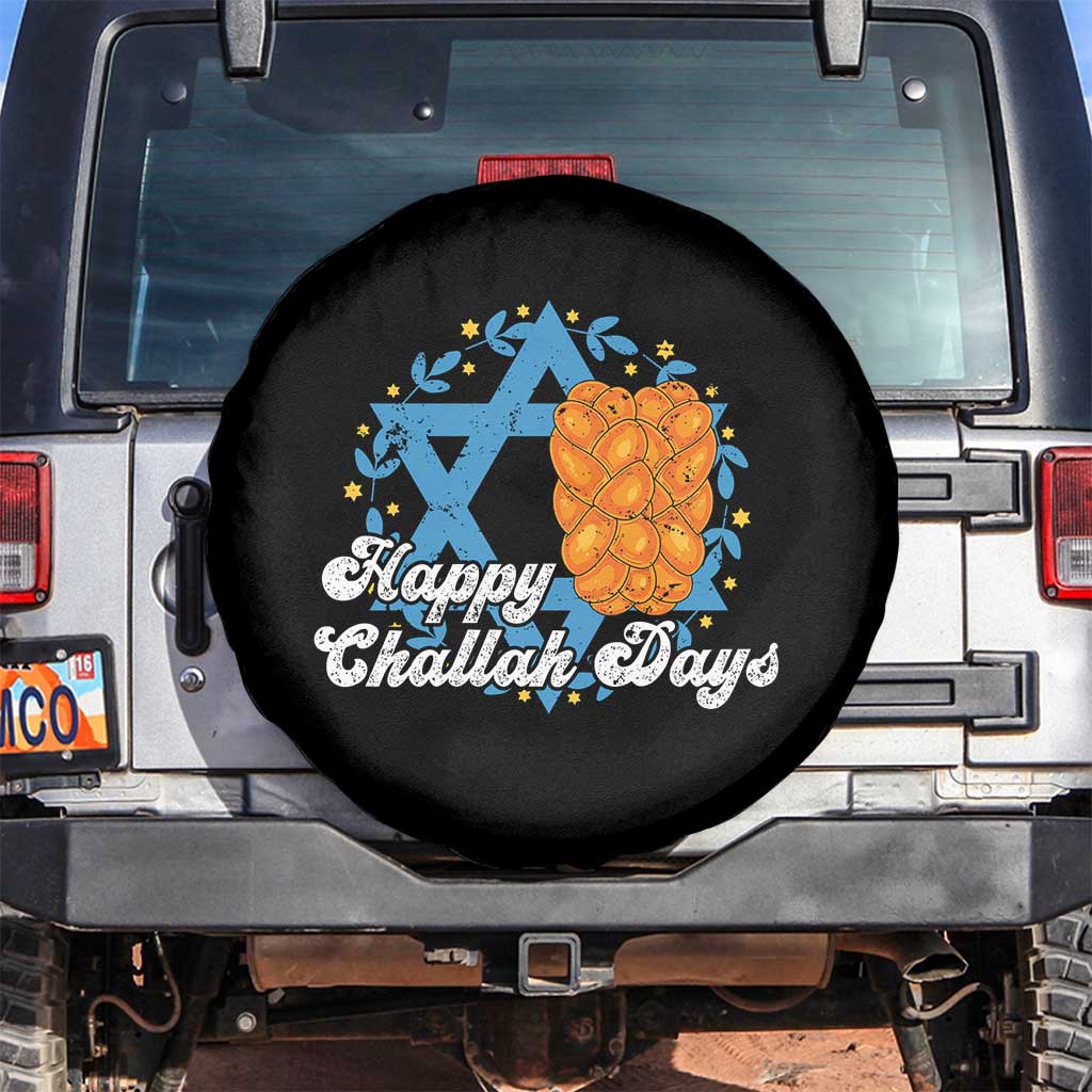 Hanukkah Challah Spare Tire Cover Happy Challah Days Star Of David Gift TS12 No hole Black Print Your Wear
