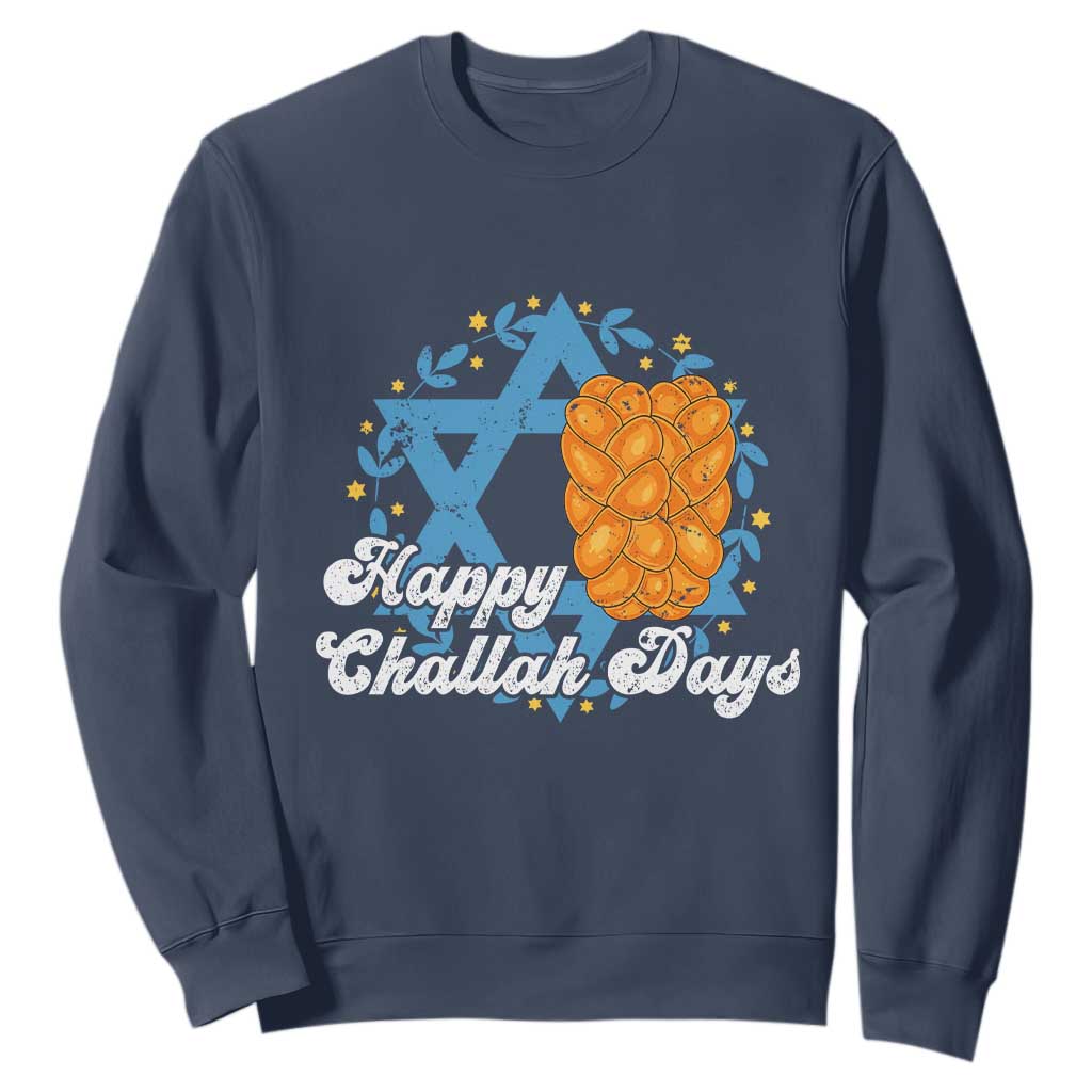 Hanukkah Challah Sweatshirt Happy Challah Days Star Of David Gift TS12 Navy Print Your Wear