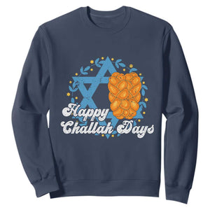 Hanukkah Challah Sweatshirt Happy Challah Days Star Of David Gift TS12 Navy Print Your Wear