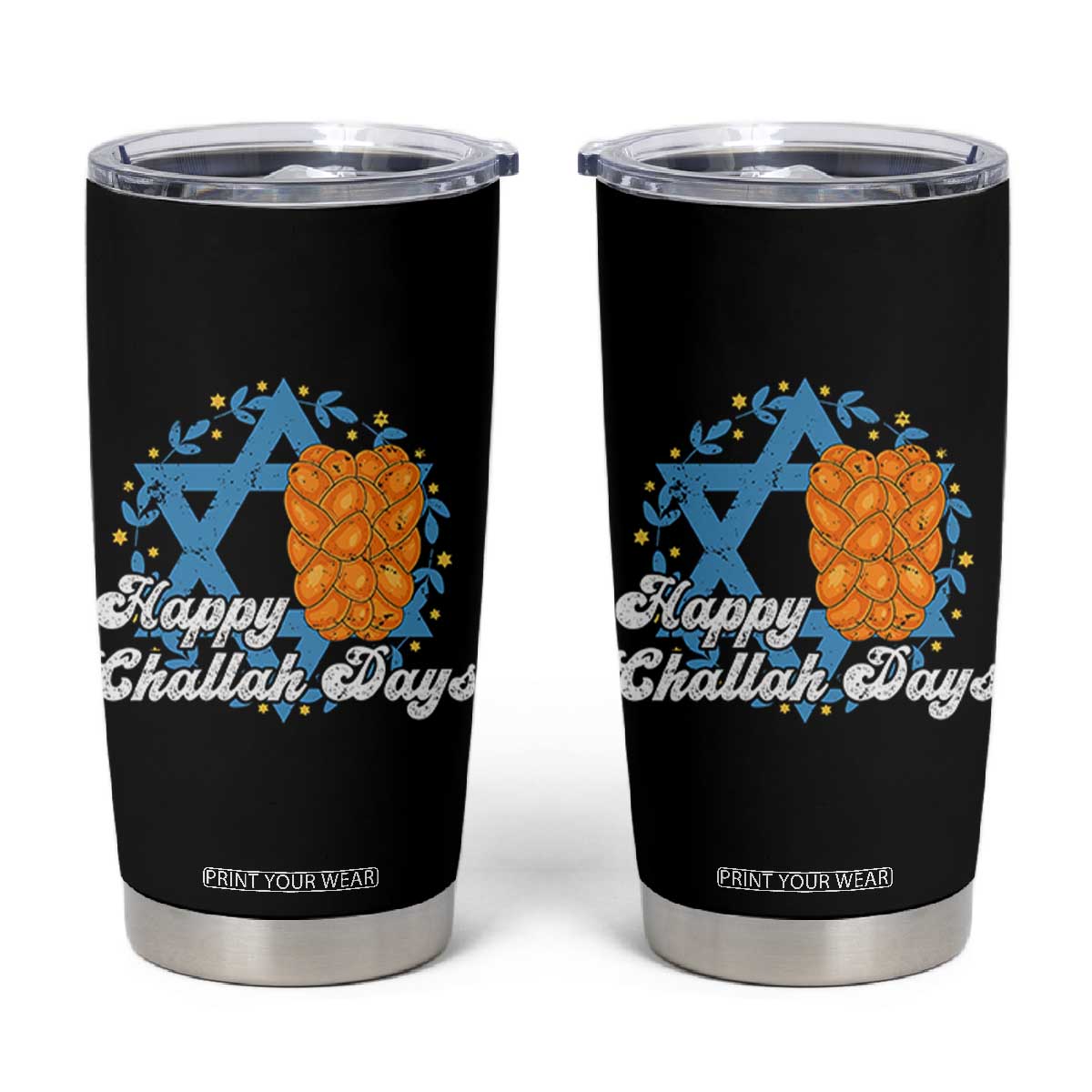 Hanukkah Challah Tumbler Cup Happy Challah Days Star Of David Gift TS12 Black Print Your Wear