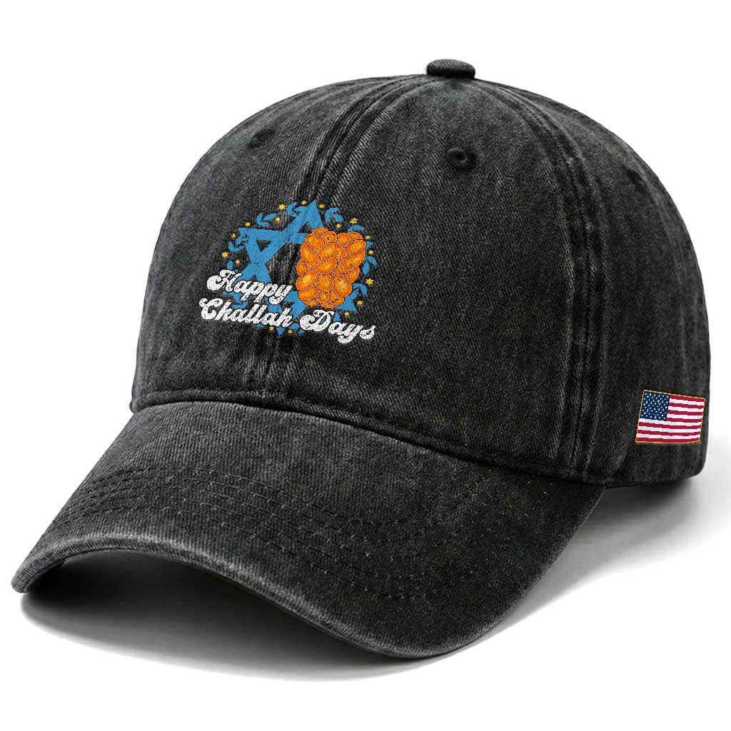 Hanukkah Challah Washed Cotton Baseball Cap Happy Challah Days Star Of David Gift TS12 Print Your Wear