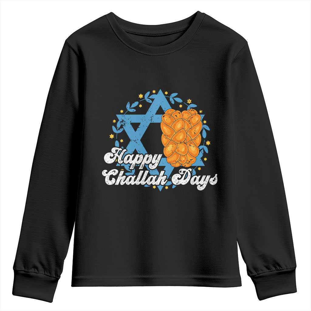 Hanukkah Challah Youth Sweatshirt Happy Challah Days Star Of David Gift TS12 Black Print Your Wear