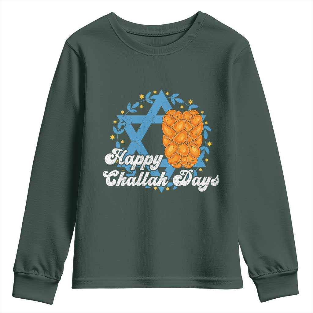 Hanukkah Challah Youth Sweatshirt Happy Challah Days Star Of David Gift TS12 Dark Forest Green Print Your Wear