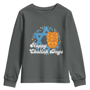 Hanukkah Challah Youth Sweatshirt Happy Challah Days Star Of David Gift TS12 Dark Heather Print Your Wear