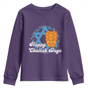 Hanukkah Challah Youth Sweatshirt Happy Challah Days Star Of David Gift TS12 Purple Print Your Wear