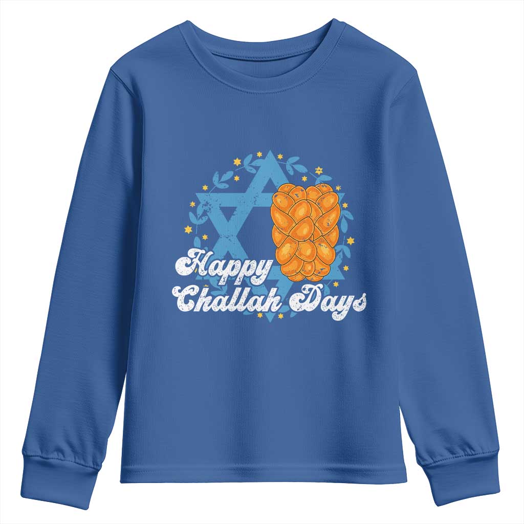Hanukkah Challah Youth Sweatshirt Happy Challah Days Star Of David Gift TS12 Royal Blue Print Your Wear