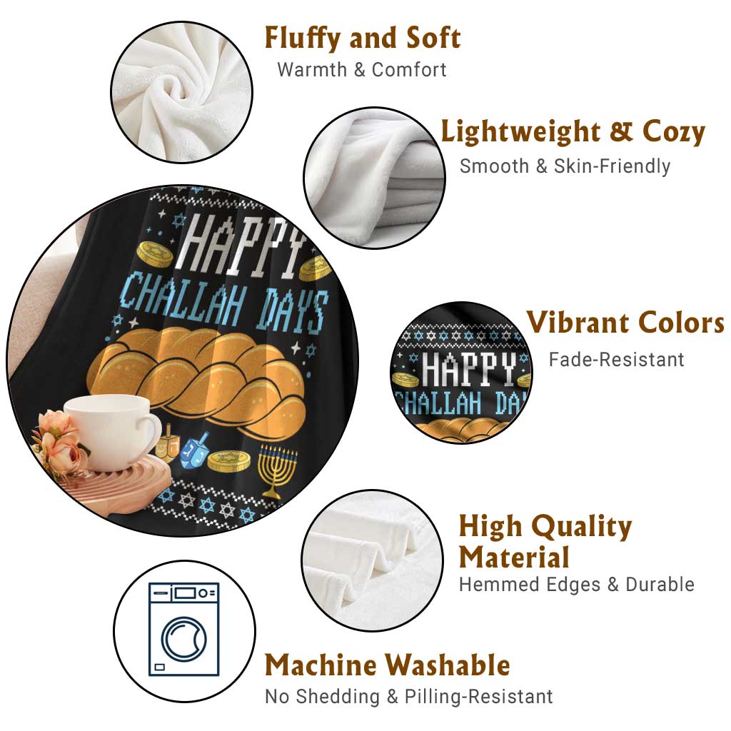 Happy Challah Days Throw Blanket Ugly Hanukkah Food Lover Gift TS12 Print Your Wear