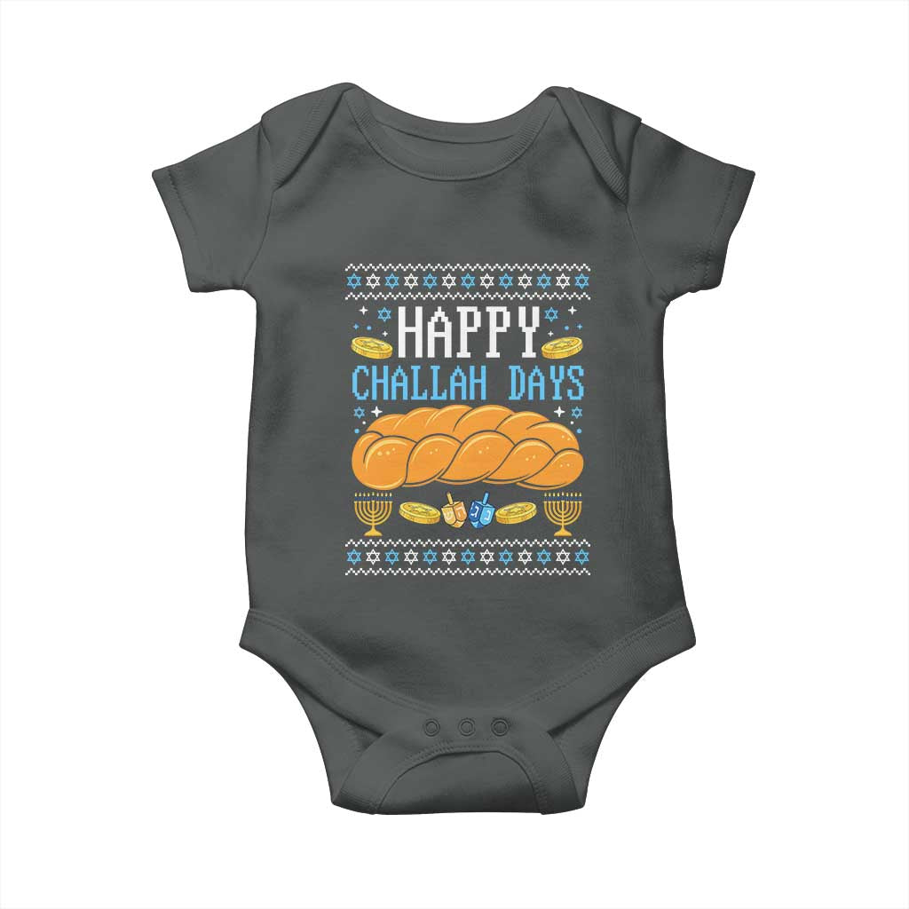 Happy Challah Days Baby Onesie Ugly Hanukkah Food Lover Gift TS12 Dark Heather Print Your Wear