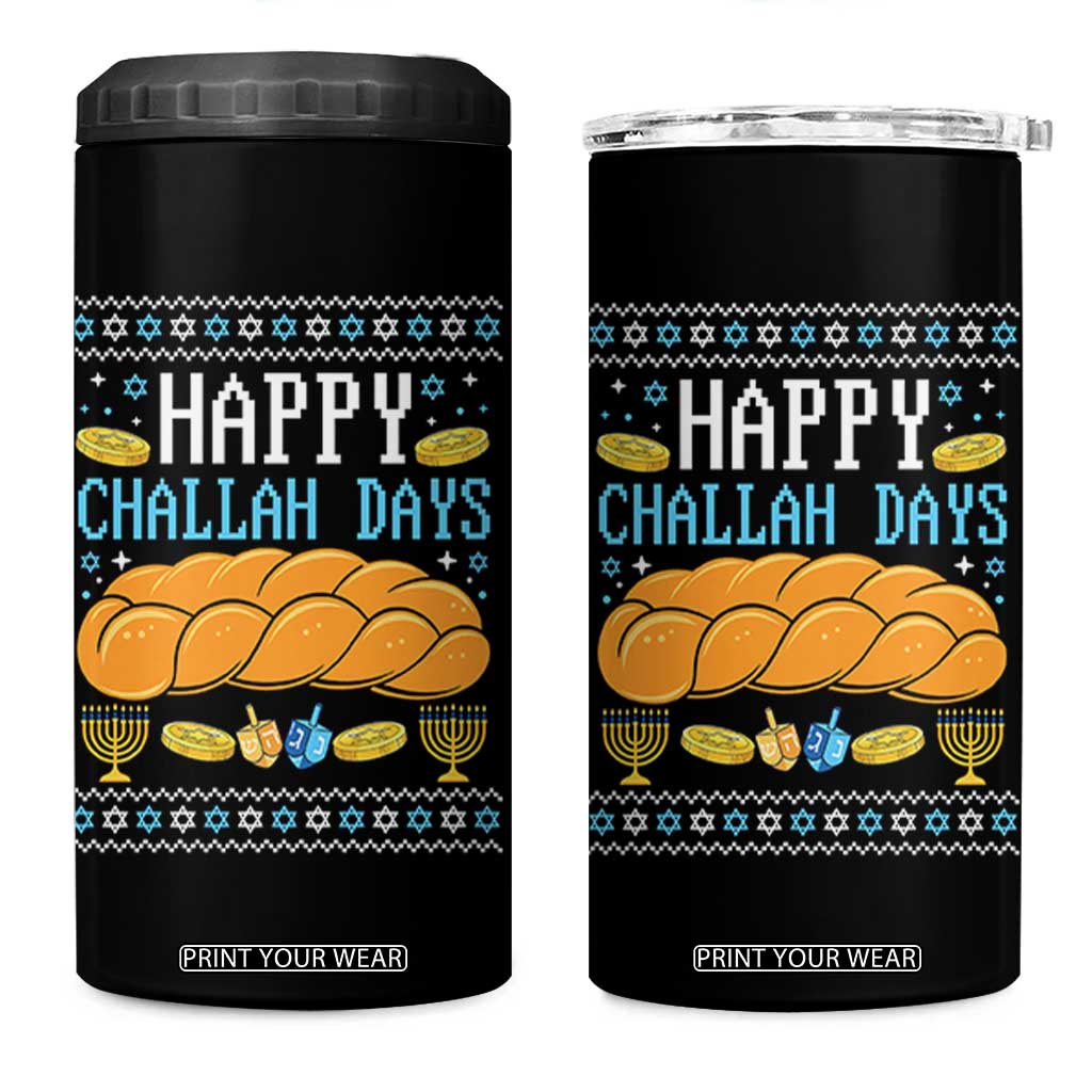 Happy Challah Days 4 in 1 Can Cooler Tumbler Ugly Hanukkah Food Lover Gift TS12 One Size: 16 oz Black Print Your Wear