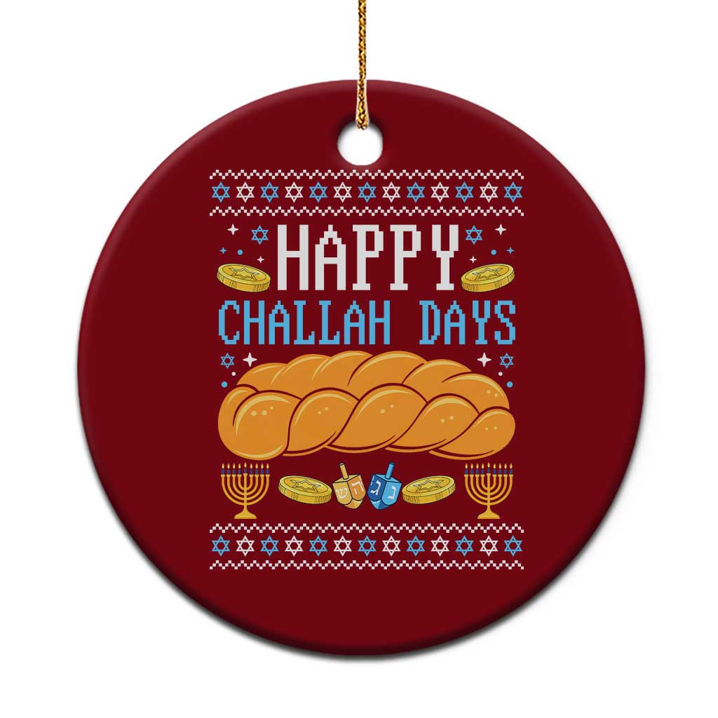 Happy Challah Days Ceramic Ornament Ugly Hanukkah Food Lover Gift TS12 1pc Red Print Your Wear