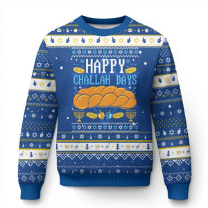 Happy Challah Days Hanukkah Ugly Sweater Gift For Food Lover Gift TS12 Blue White Print Your Wear