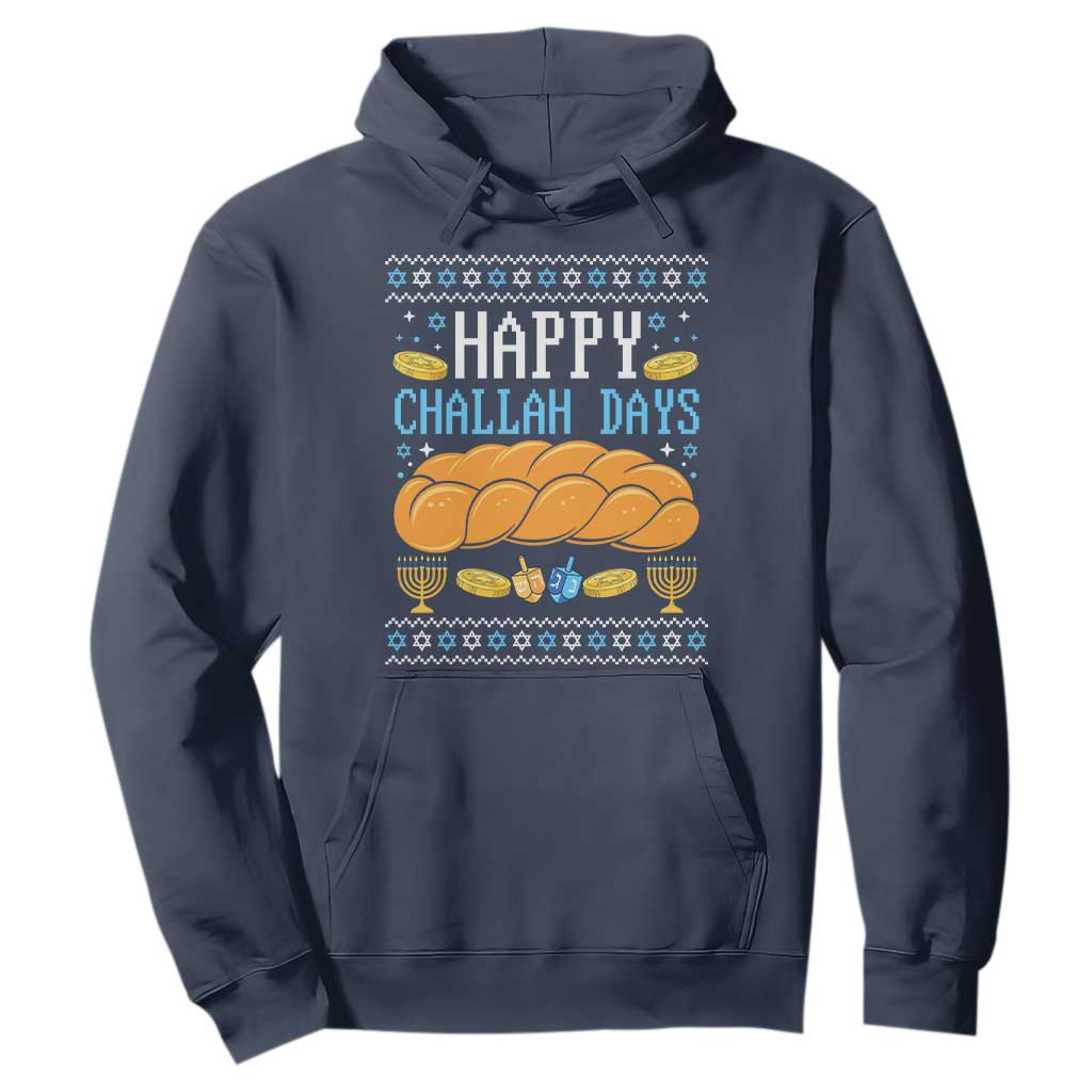 Happy Challah Days Hoodie Ugly Hanukkah Food Lover Gift TS12 Navy Print Your Wear