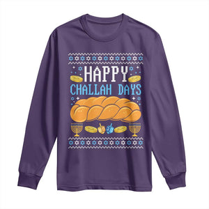 Happy Challah Days Long Sleeve Shirt Ugly Hanukkah Food Lover Gift TS12 Purple Print Your Wear