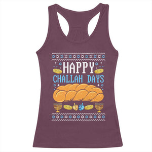 Happy Challah Days Racerback Tank Top Ugly Hanukkah Food Lover Gift TS12 Maroon Print Your Wear