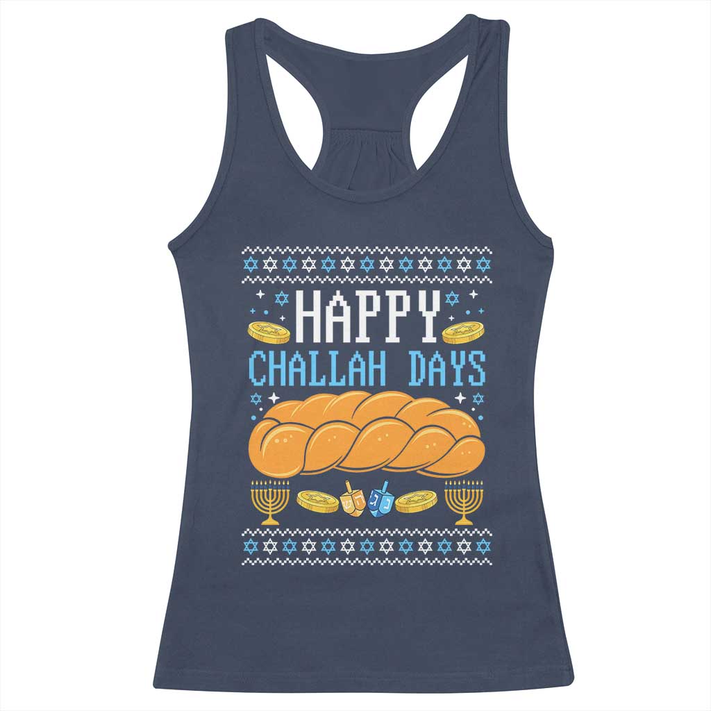 Happy Challah Days Racerback Tank Top Ugly Hanukkah Food Lover Gift TS12 Navy Print Your Wear