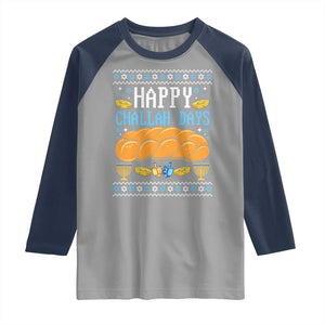 Happy Challah Days Raglan Shirt Ugly Hanukkah Food Lover Gift TS12 Sport Gray Navy Print Your Wear