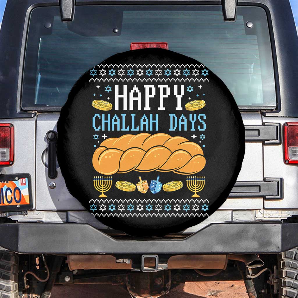 Happy Challah Days Spare Tire Cover Ugly Hanukkah Food Lover Gift TS12 No hole Black Print Your Wear