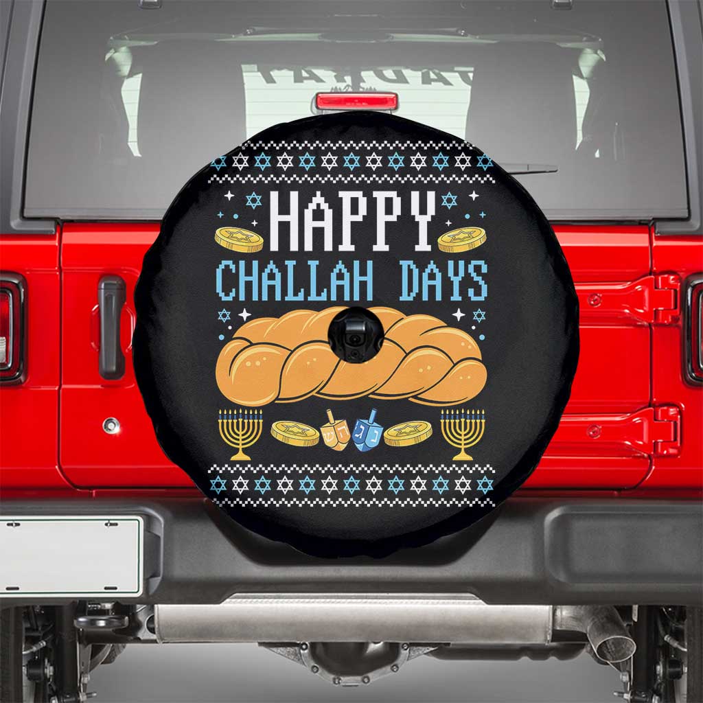 Happy Challah Days Spare Tire Cover Ugly Hanukkah Food Lover Gift TS12 Black Print Your Wear